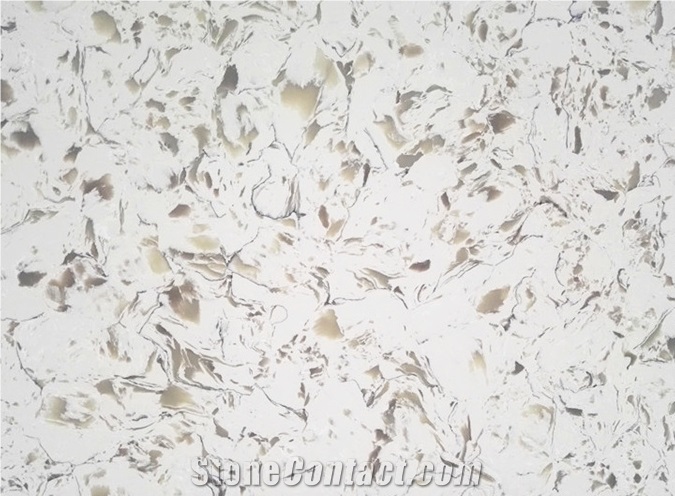 Polished Fish White Quartz Slabs for Countertops