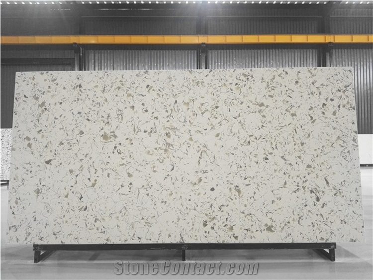 Polished Fish White Quartz Slabs for Countertops