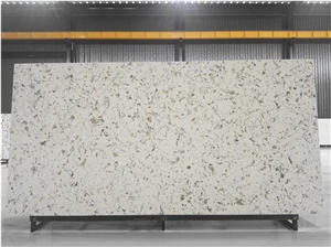 Polished Fish White Quartz Slabs for Countertops