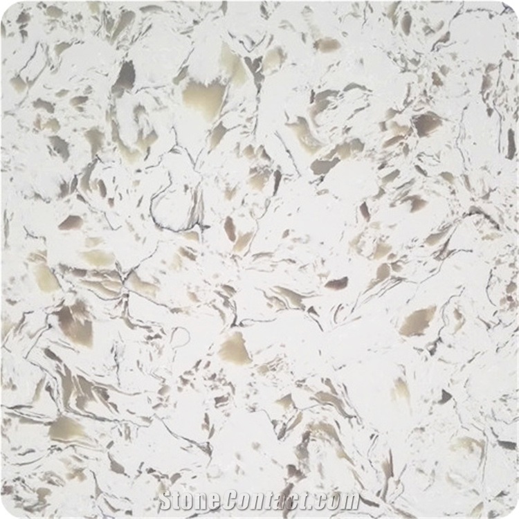Polished Fish White Quartz Slabs for Countertops
