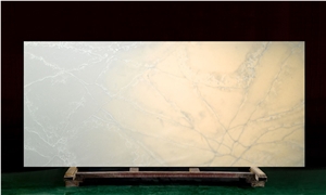 White and Gold Quartz Slabs for Indoor Decoration