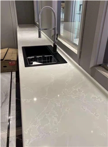 White and Gold Quartz Slabs for Indoor Decoration