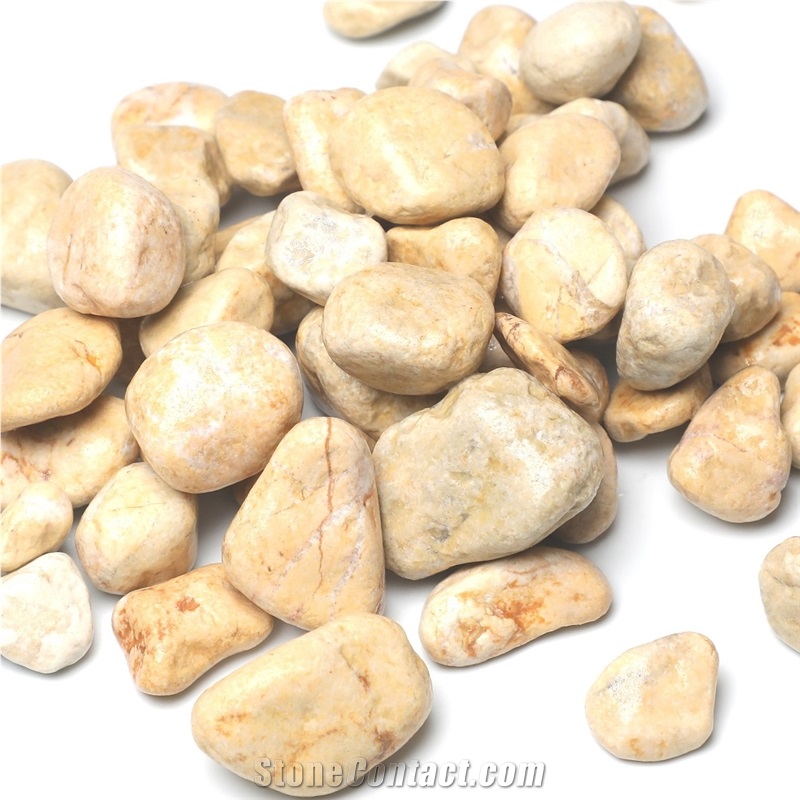 Factory Pebble Yellow Color Pebble Tumbled Stone