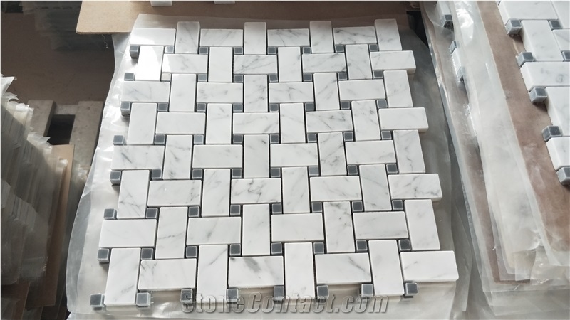 Bianco Carrara Marble Mosaic Bathroom Floor Tiles