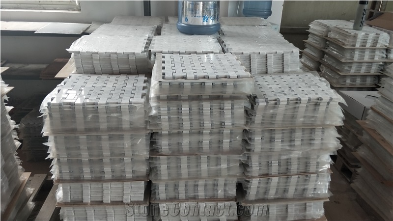Bianco Carrara Marble Mosaic Bathroom Floor Tiles