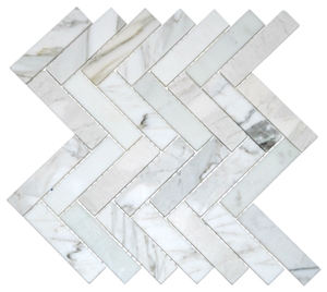 Calacatta Gold Marble Herringbone Wall Mosaic