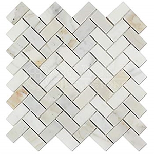 Calacatta Gold Marble Herringbone Wall Mosaic