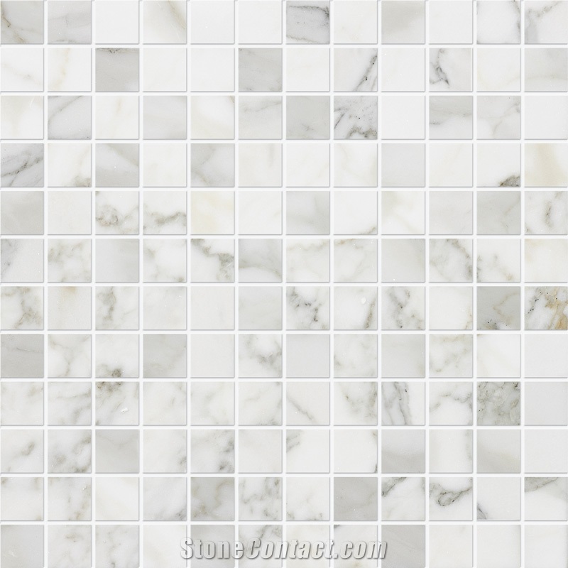 Calacatta Gold Marble Herringbone Wall Mosaic