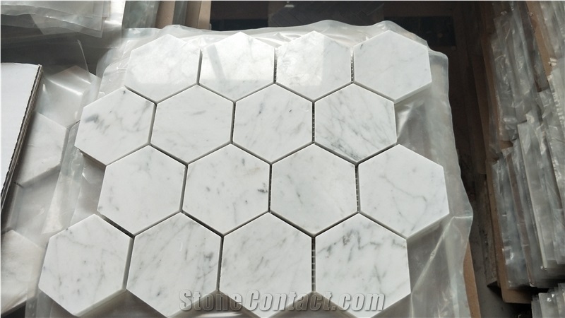 Carrara White Marble Hexagon Mosaic