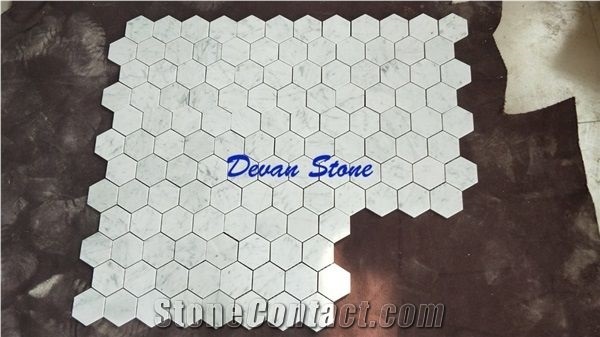 Carrara White Marble Hexagon Mosaic