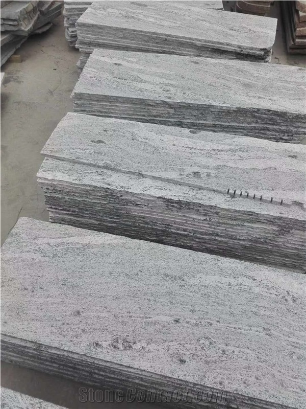 Juparana Light Grey Granite Stairs, Garden Steps