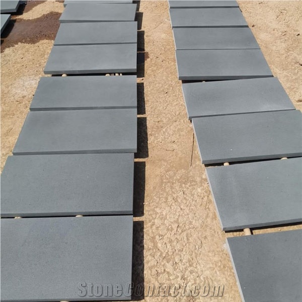 Black Honed Finish Basalt Flooring Tiles Stone