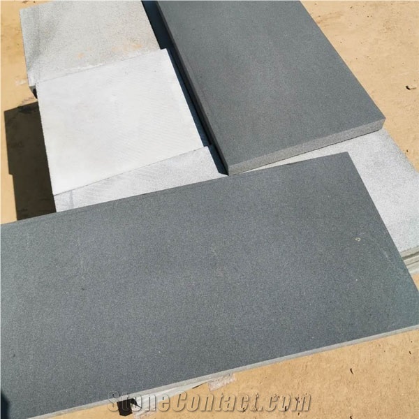 Black Honed Finish Basalt Flooring Tiles Stone