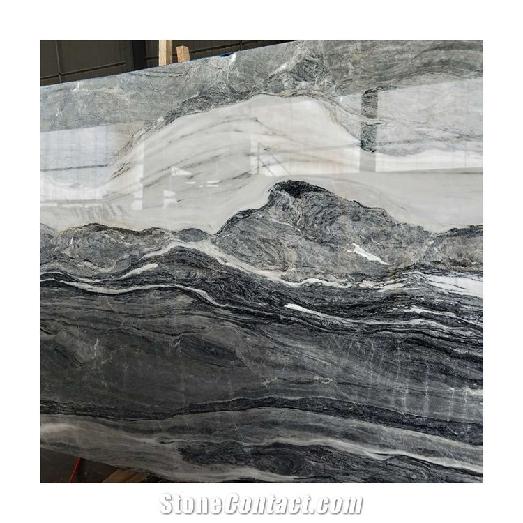 Blue Totem Grey Marble W White Vein Polished Slab