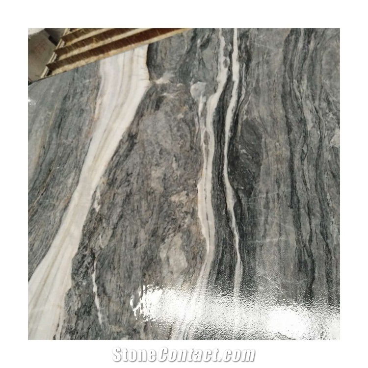 Blue Totem Grey Marble W White Vein Polished Slab