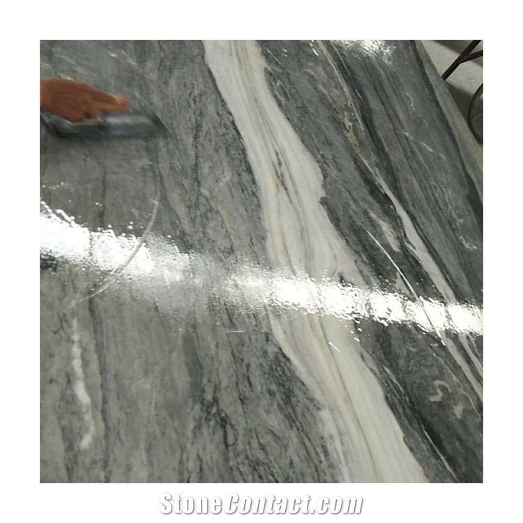Blue Totem Grey Marble W White Vein Polished Slab