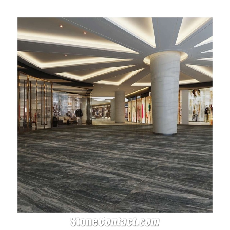 Blue Totem Grey Marble W White Vein Polished Slab