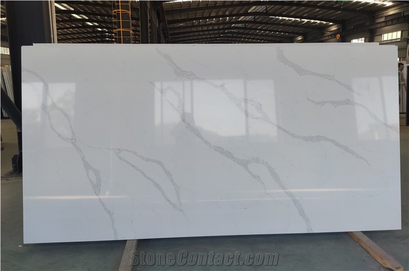 Calacatta White Artificial Quartz Slabs Tiles Wall Floor