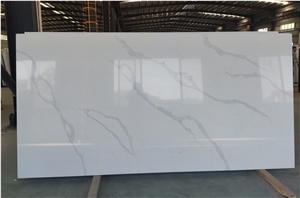 Calacatta White Artificial Quartz Slabs Tiles Wall Floor