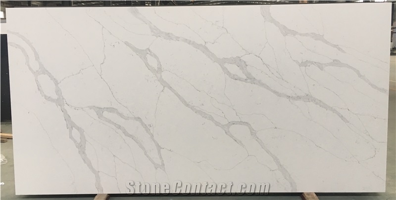 Calacatta White Artificial Quartz Slabs Tiles Wall Floor