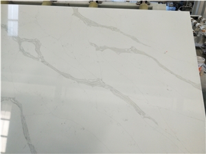 Calacatta White Artificial Quartz Slabs Tiles Wall Floor
