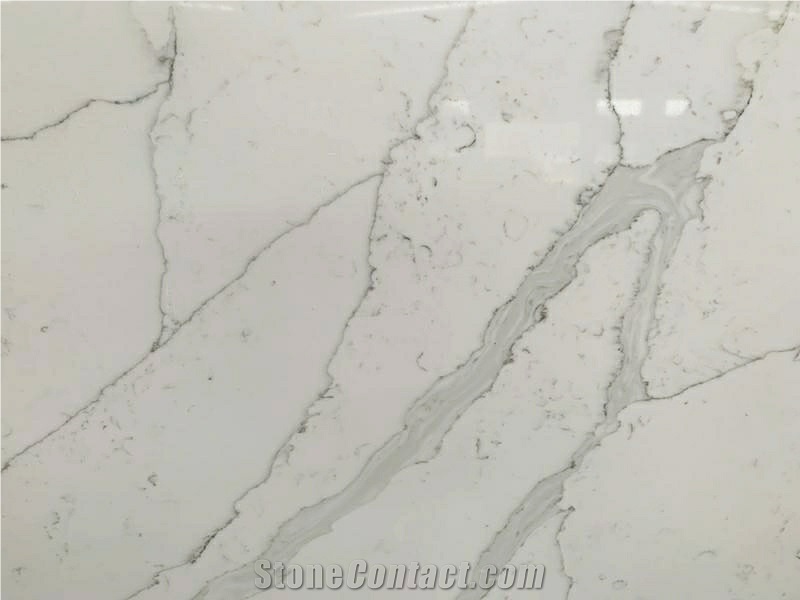 Calacatta White Artificial Quartz Slabs Tiles Wall Floor