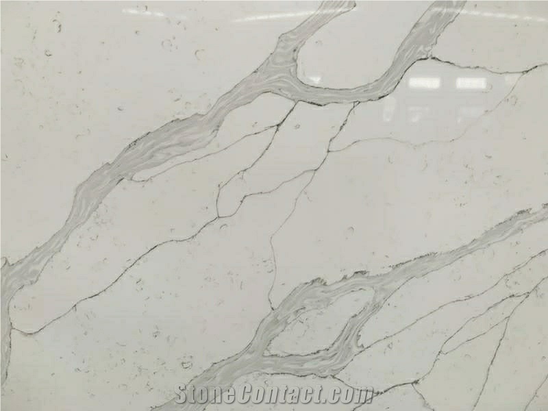 Calacatta White Artificial Quartz Slabs Tiles Wall Floor