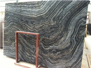 Chinese Ancient Wood Marble Black Slab Tile Floor Wall