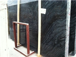 Chinese Ancient Wood Marble Black Slab Tile Floor Wall