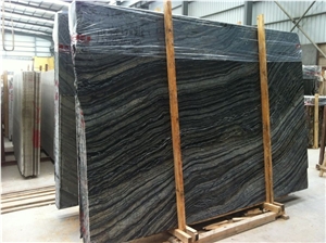 Chinese Ancient Wood Marble Black Slab Tile Floor Wall