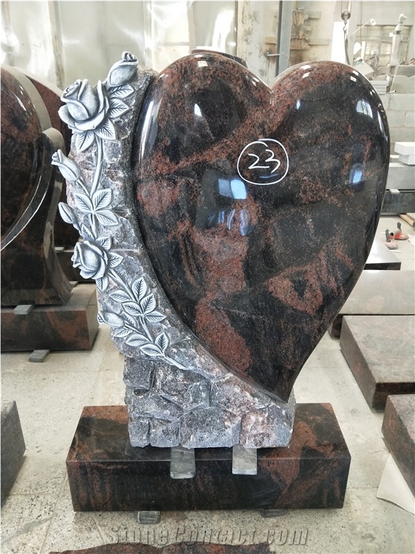 Indian Aurora Granite Heart Tombstone Monuments