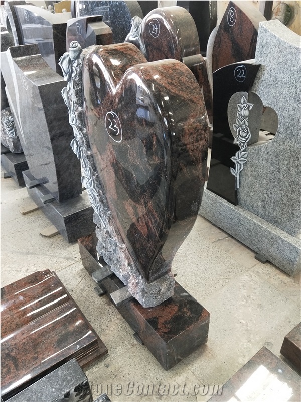 Indian Aurora Granite Heart Tombstone Monuments