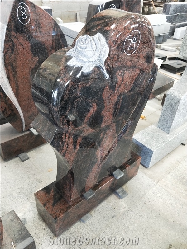 Indian Aurora Granite Heart Tombstone Monuments
