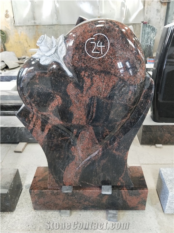 Indian Aurora Granite Heart Tombstone Monuments