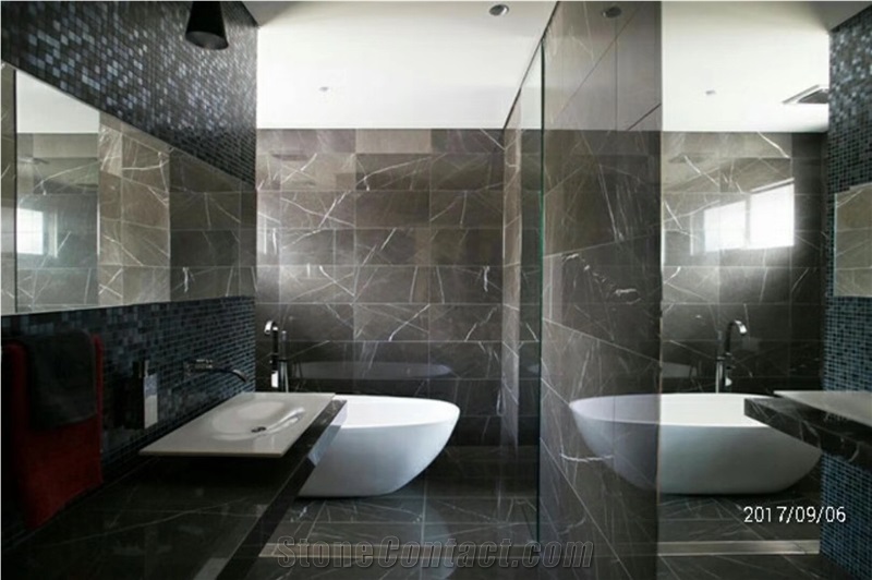 Iran Bulgarian Gray Pietra Marble Slab Tile Floor Wall