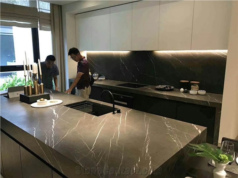 Iran Bulgarian Gray Pietra Marble Slab Tile Floor Wall