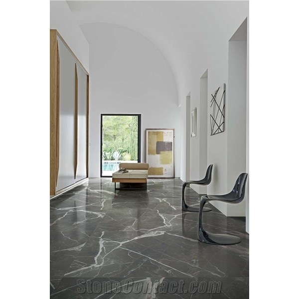Italy Calacatta Black Marble Tile Slab Floor Wall