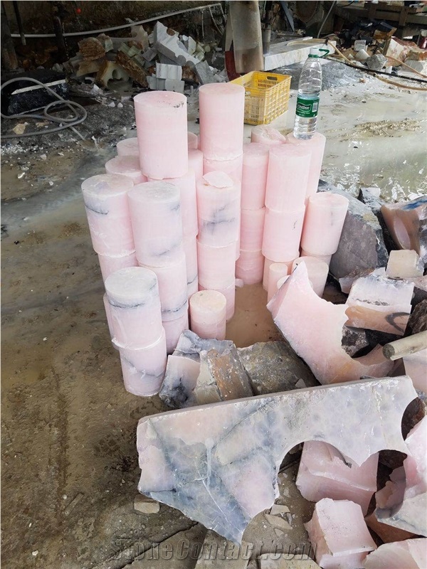 Pink Onyx Natural Stone Candle Jar Holders