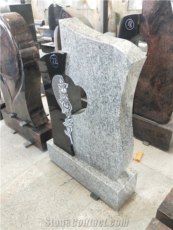 Viscount White W Black Granite Custom Headstones