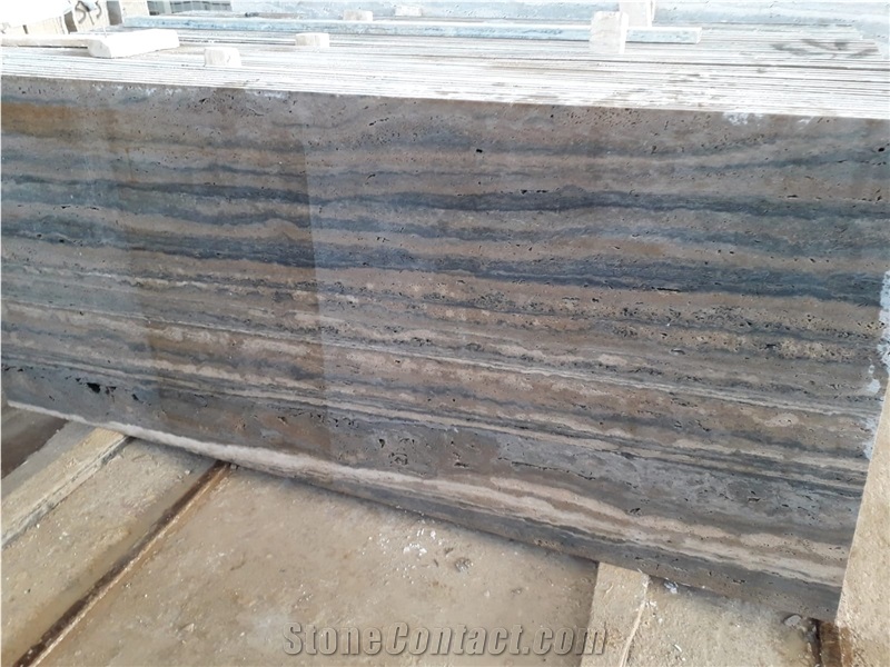 Titanium Travertine Slabs - Vein-Cut