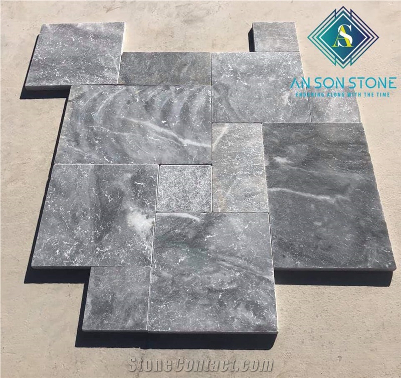 Marble French Pattern Black Stone Pool Peck Pavers, Pool Terraces