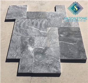 Marble French Pattern Black Stone Pool Peck Pavers, Pool Terraces