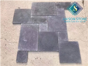 Marble French Pattern Black Stone Pool Peck Pavers, Pool Terraces