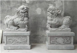 Bluestone Lion Sculpture Garden Cemetery Decorated