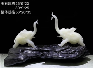 Boutique Bianco Onyx Elephant Sculpture Handicraft