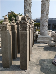 Chinese Zodiac Animal Sculptured Columns Pillars