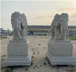 Exquisite Stone Garden Elephant Sculptures