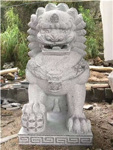 G654 Black Granite Lion Sculpture Temple Garden