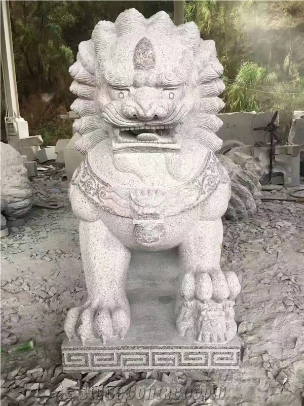G654 Black Granite Lion Sculpture Temple Garden