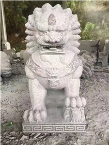 G654 Black Granite Lion Sculpture Temple Garden